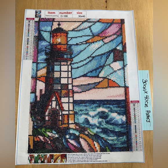 Stained Glass Lighthouse Diamond Art poster 30cm x 40cm - Picture 1 of 1